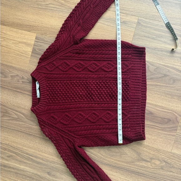 Vintage 70s Joseph F. Heron - Ardara Donegal Irish Handknit Wool Sweater Maroon - Picture 9 of 16